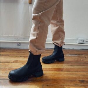 GANNI Recycled Rubber City Boot in black